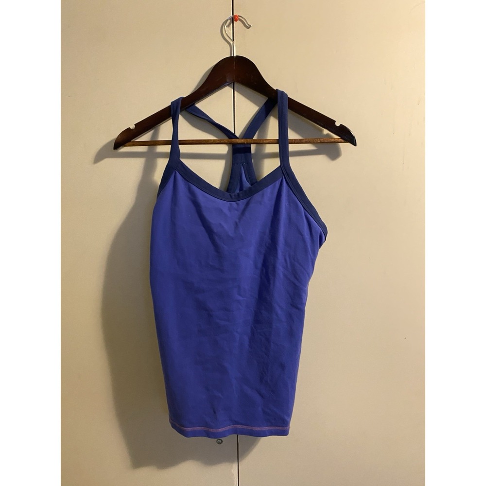 Lululemon Power Y Tank Women Size 10 Purple Good Racerback Mesh Bra Workout Top